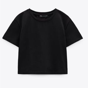 Black Zara short sleeve cropped Tshirt